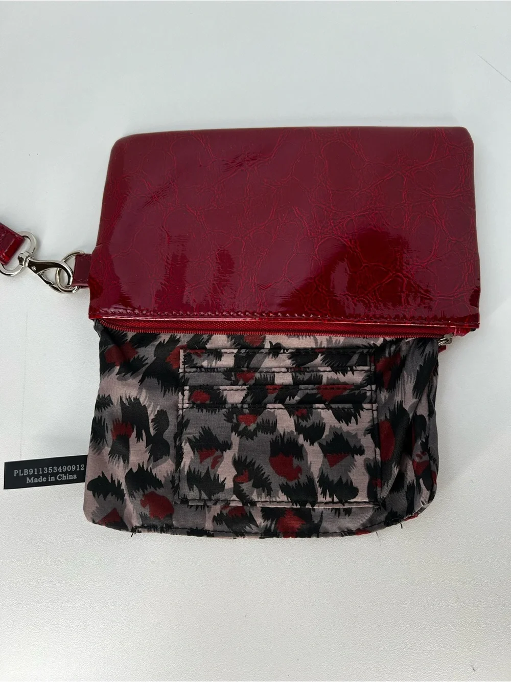 MICHE Red Patent Faux Croc Shell Purse Cover Glossy Belt Accent
